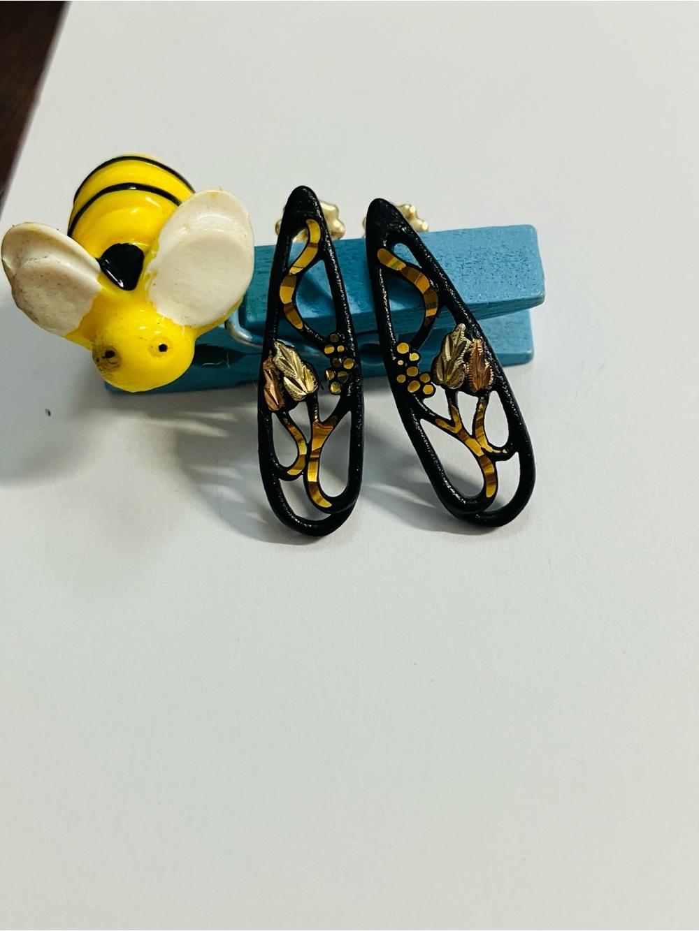 Black Hills Gold- black powder coated earrings